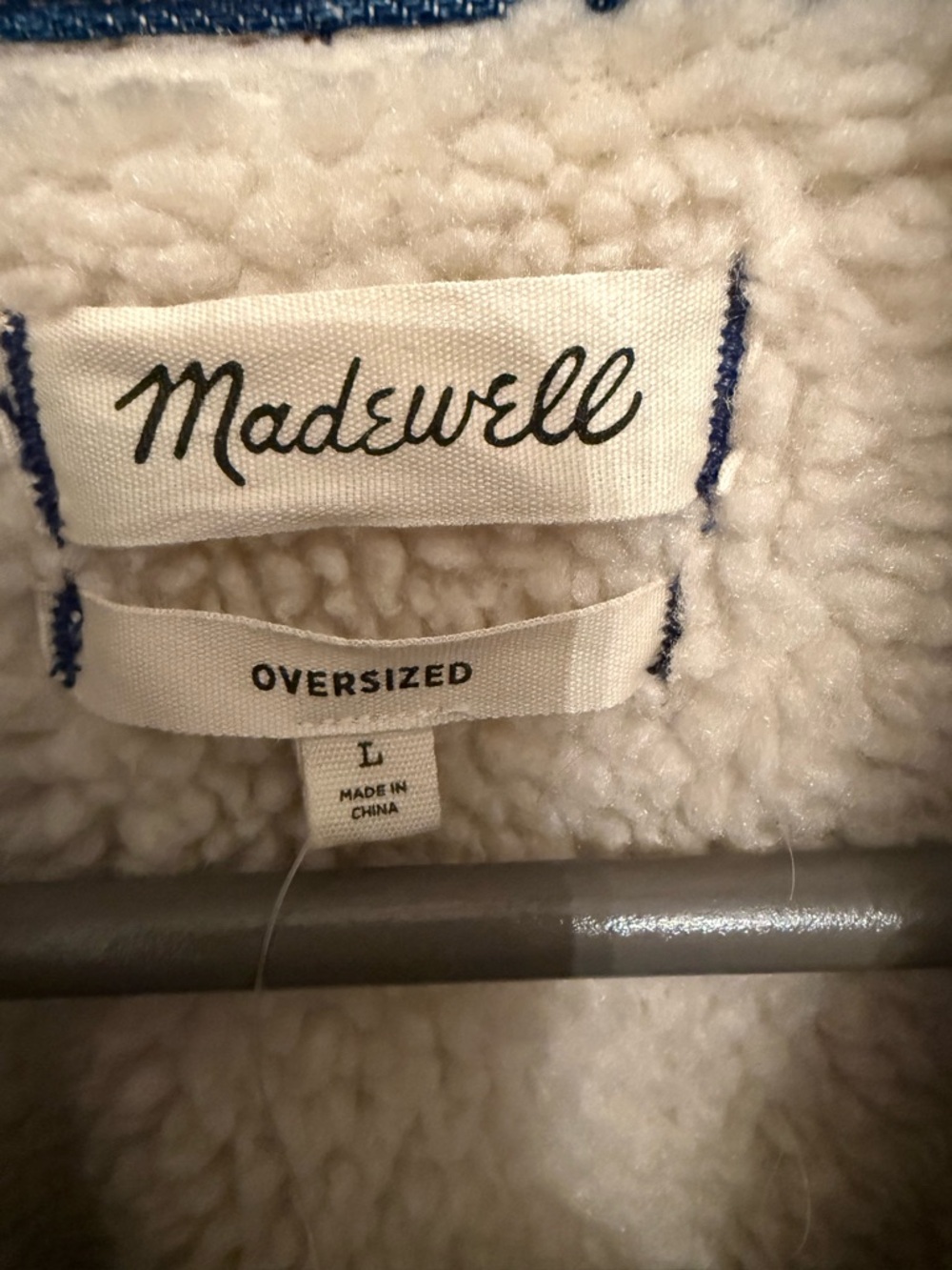 Madewell Oversized Sherpa Lined Denim Jacket Women’s Large Trucker Coat NWT - Picture 2 of 7